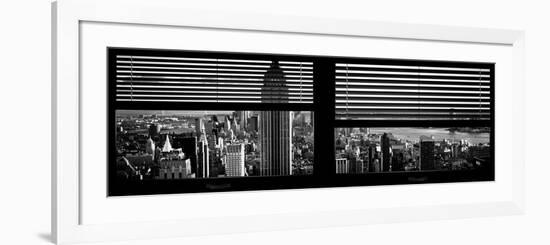 Window View with Venetian Blinds: Panoramic Skyline of Manhattan-Philippe Hugonnard-Framed Photographic Print