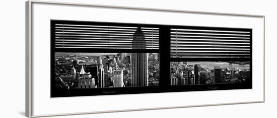 Window View with Venetian Blinds: Panoramic Skyline of Manhattan-Philippe Hugonnard-Framed Photographic Print