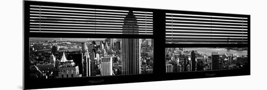 Window View with Venetian Blinds: Panoramic Skyline of Manhattan-Philippe Hugonnard-Mounted Photographic Print