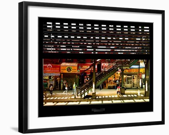 Window View with Venetian Blinds: Subway Station View of Williamsburg - Brooklyn-Philippe Hugonnard-Framed Photographic Print