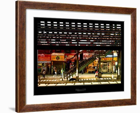 Window View with Venetian Blinds: Subway Station View of Williamsburg - Brooklyn-Philippe Hugonnard-Framed Photographic Print