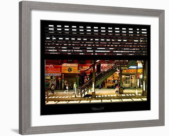 Window View with Venetian Blinds: Subway Station View of Williamsburg - Brooklyn-Philippe Hugonnard-Framed Premium Photographic Print
