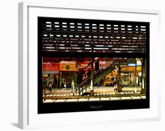 Window View with Venetian Blinds: Subway Station View of Williamsburg - Brooklyn-Philippe Hugonnard-Framed Premium Photographic Print