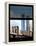 Window View with Venetian Blinds: Vertical Format of NYC Center and Brooklyn Bridge - Manhattan-Philippe Hugonnard-Framed Premier Image Canvas