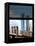 Window View with Venetian Blinds: Vertical Format of NYC Center and Brooklyn Bridge - Manhattan-Philippe Hugonnard-Framed Premier Image Canvas