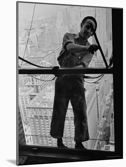 Window Washer Cleaning the Windows-Peter Stackpole-Mounted Photographic Print