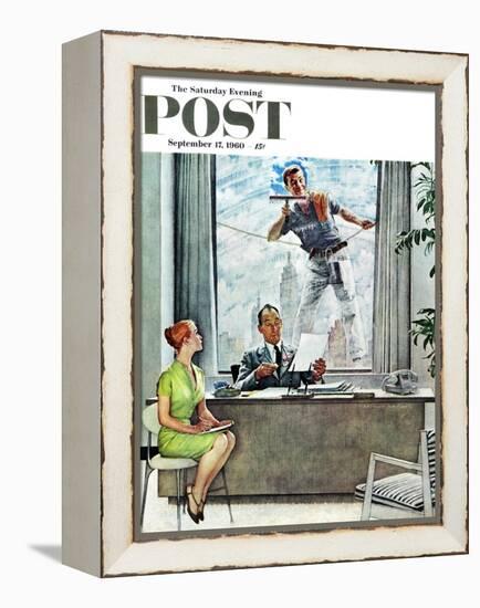 "Window Washer" Saturday Evening Post Cover, September 17,1960-Norman Rockwell-Framed Premier Image Canvas