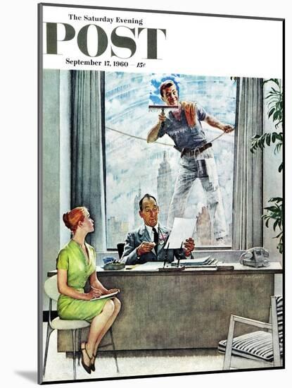 "Window Washer" Saturday Evening Post Cover, September 17,1960-Norman Rockwell-Mounted Giclee Print