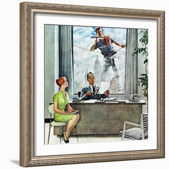 "Window Washer", September 17,1960-Norman Rockwell-Framed Giclee Print