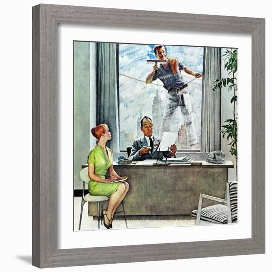 "Window Washer", September 17,1960-Norman Rockwell-Framed Giclee Print