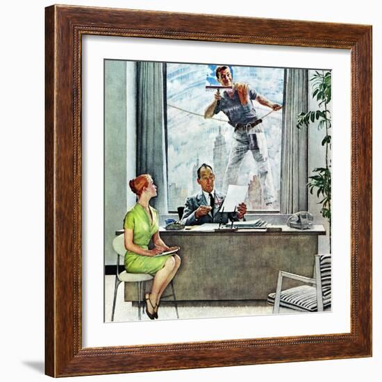 "Window Washer", September 17,1960-Norman Rockwell-Framed Giclee Print