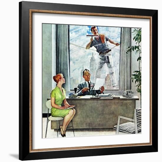 "Window Washer", September 17,1960-Norman Rockwell-Framed Giclee Print