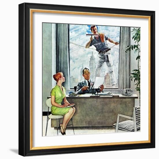 "Window Washer", September 17,1960-Norman Rockwell-Framed Giclee Print