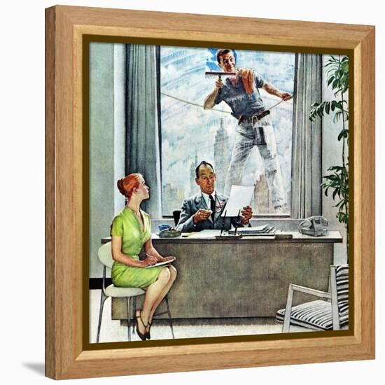 "Window Washer", September 17,1960-Norman Rockwell-Framed Premier Image Canvas