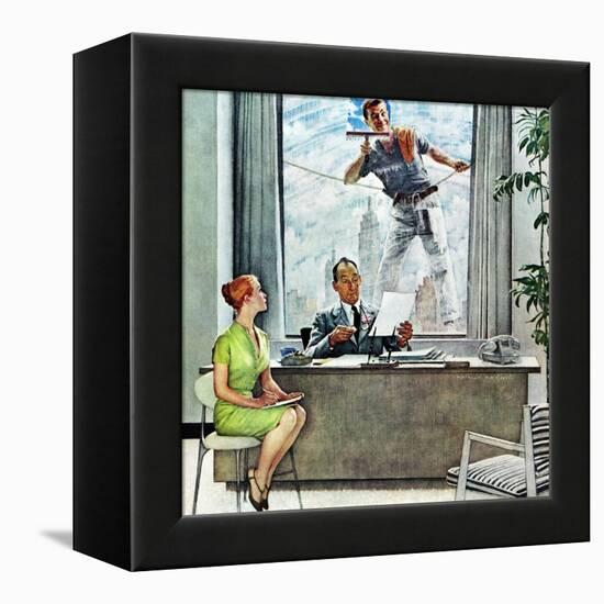 "Window Washer", September 17,1960-Norman Rockwell-Framed Premier Image Canvas