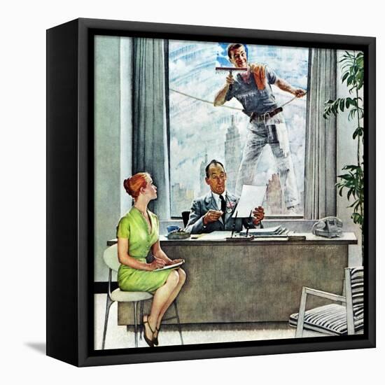 "Window Washer", September 17,1960-Norman Rockwell-Framed Premier Image Canvas