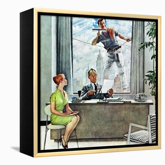 "Window Washer", September 17,1960-Norman Rockwell-Framed Premier Image Canvas