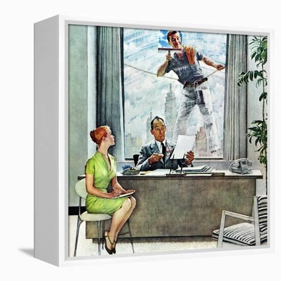 "Window Washer", September 17,1960-Norman Rockwell-Framed Premier Image Canvas