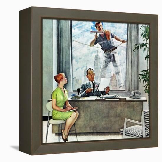 "Window Washer", September 17,1960-Norman Rockwell-Framed Premier Image Canvas