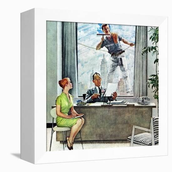 "Window Washer", September 17,1960-Norman Rockwell-Framed Premier Image Canvas