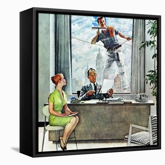 "Window Washer", September 17,1960-Norman Rockwell-Framed Premier Image Canvas