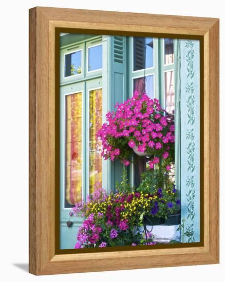 Window With Flowers, France, Europe-Guy Thouvenin-Framed Premier Image Canvas