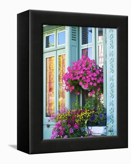 Window With Flowers, France, Europe-Guy Thouvenin-Framed Premier Image Canvas