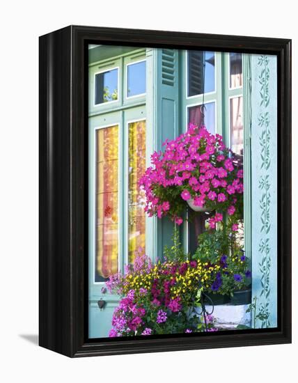 Window With Flowers, France, Europe-Guy Thouvenin-Framed Premier Image Canvas