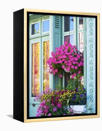 Window With Flowers, France, Europe-Guy Thouvenin-Framed Premier Image Canvas