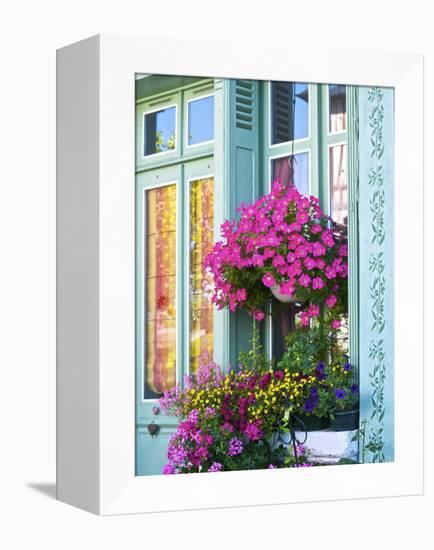Window With Flowers, France, Europe-Guy Thouvenin-Framed Premier Image Canvas