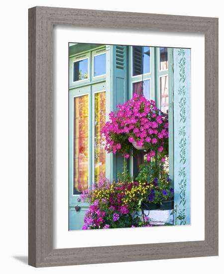 Window With Flowers, France, Europe-Guy Thouvenin-Framed Photographic Print