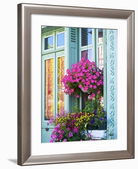 Window With Flowers, France, Europe-Guy Thouvenin-Framed Photographic Print