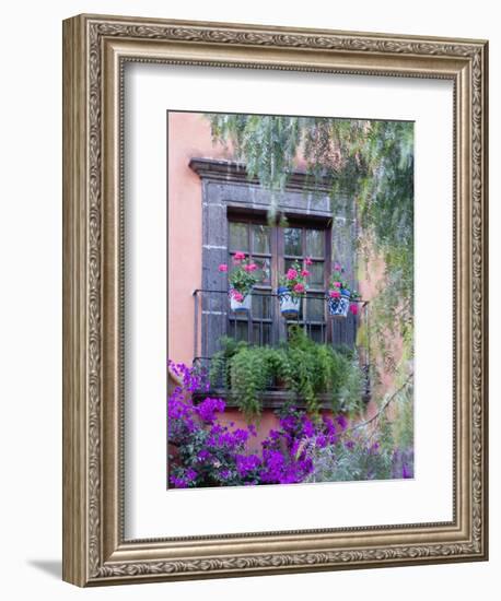 Window with Geraniums, San Miguel De Allende, Mexico-Alice Garland-Framed Photographic Print