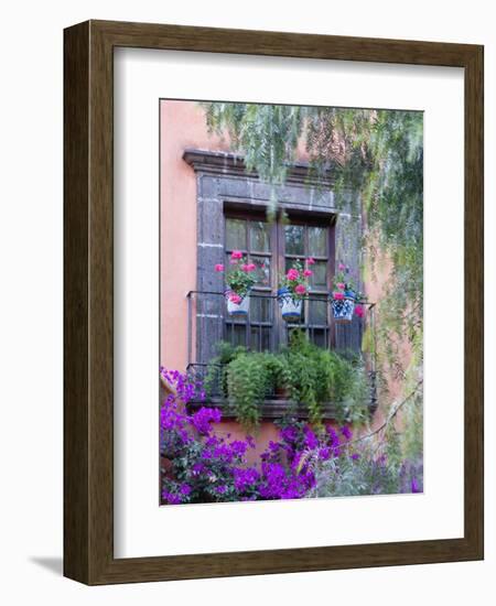 Window with Geraniums, San Miguel De Allende, Mexico-Alice Garland-Framed Photographic Print