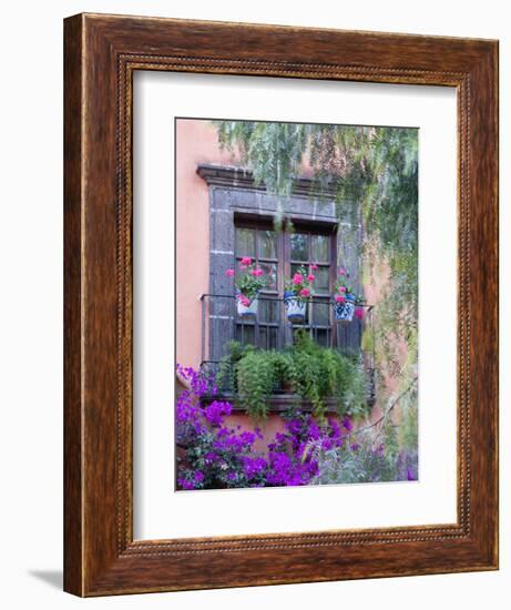 Window with Geraniums, San Miguel De Allende, Mexico-Alice Garland-Framed Photographic Print