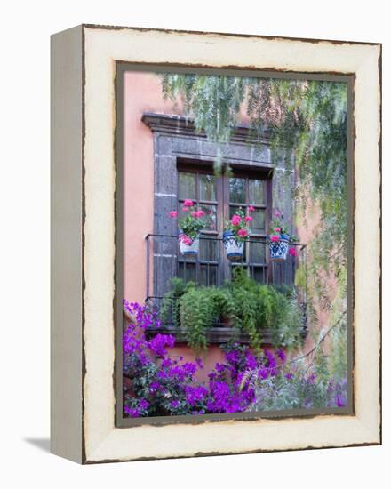 Window with Geraniums, San Miguel De Allende, Mexico-Alice Garland-Framed Premier Image Canvas