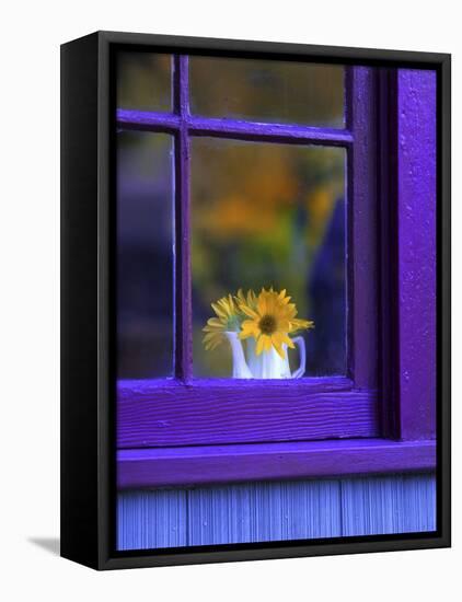 Window with Sunflowers in Vase-Steve Terrill-Framed Premier Image Canvas