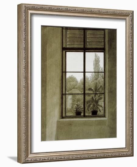 Window with View of a Park-Caspar David Friedrich-Framed Giclee Print