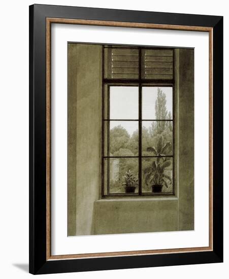 Window with View of a Park-Caspar David Friedrich-Framed Giclee Print