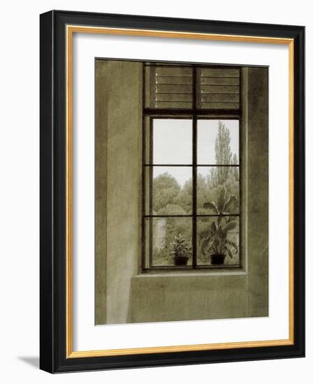 Window with View of a Park-Caspar David Friedrich-Framed Giclee Print