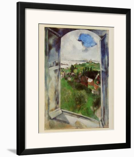 Window with View on the Island Bréhat, c.1924-Marc Chagall-Framed Art Print