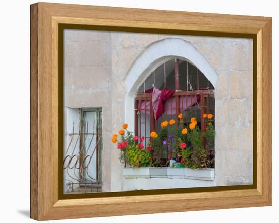 Windows and Flowers in Village, Cappadoccia, Turkey-Darrell Gulin-Framed Premier Image Canvas