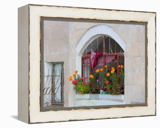 Windows and Flowers in Village, Cappadoccia, Turkey-Darrell Gulin-Framed Premier Image Canvas