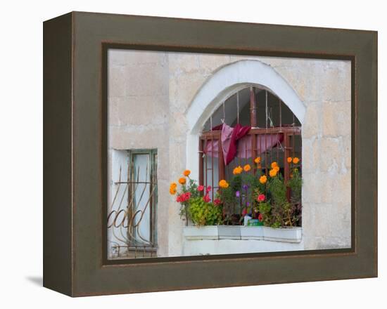 Windows and Flowers in Village, Cappadoccia, Turkey-Darrell Gulin-Framed Premier Image Canvas