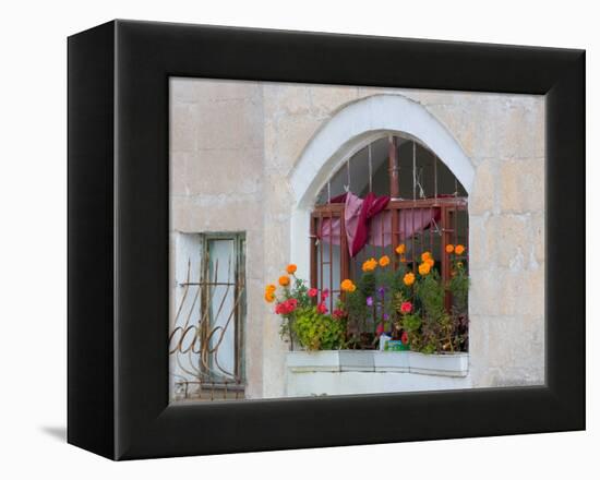 Windows and Flowers in Village, Cappadoccia, Turkey-Darrell Gulin-Framed Premier Image Canvas