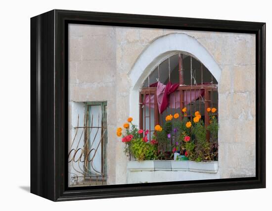 Windows and Flowers in Village, Cappadoccia, Turkey-Darrell Gulin-Framed Premier Image Canvas