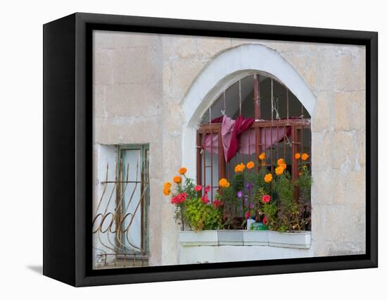 Windows and Flowers in Village, Cappadoccia, Turkey-Darrell Gulin-Framed Premier Image Canvas