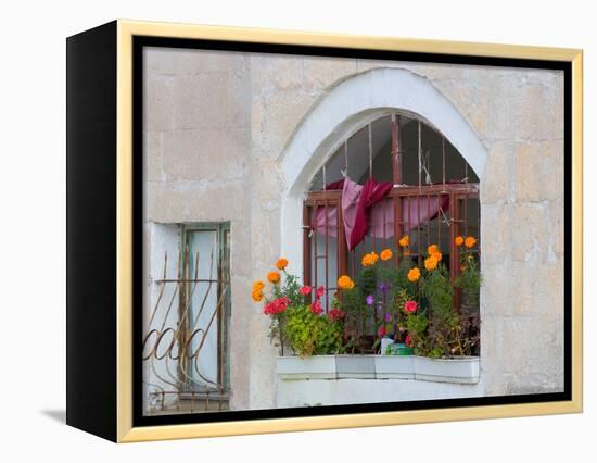 Windows and Flowers in Village, Cappadoccia, Turkey-Darrell Gulin-Framed Premier Image Canvas