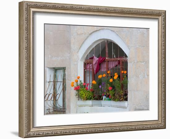 Windows and Flowers in Village, Cappadoccia, Turkey-Darrell Gulin-Framed Photographic Print