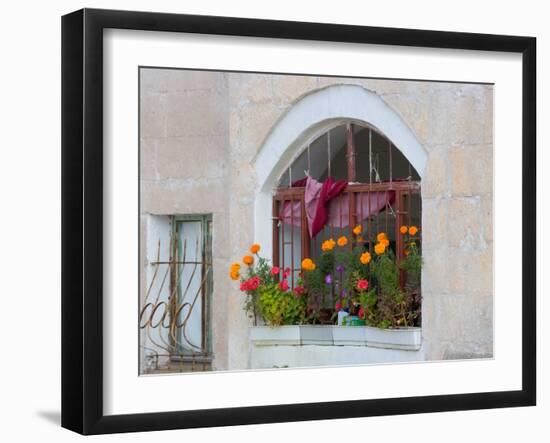 Windows and Flowers in Village, Cappadoccia, Turkey-Darrell Gulin-Framed Photographic Print